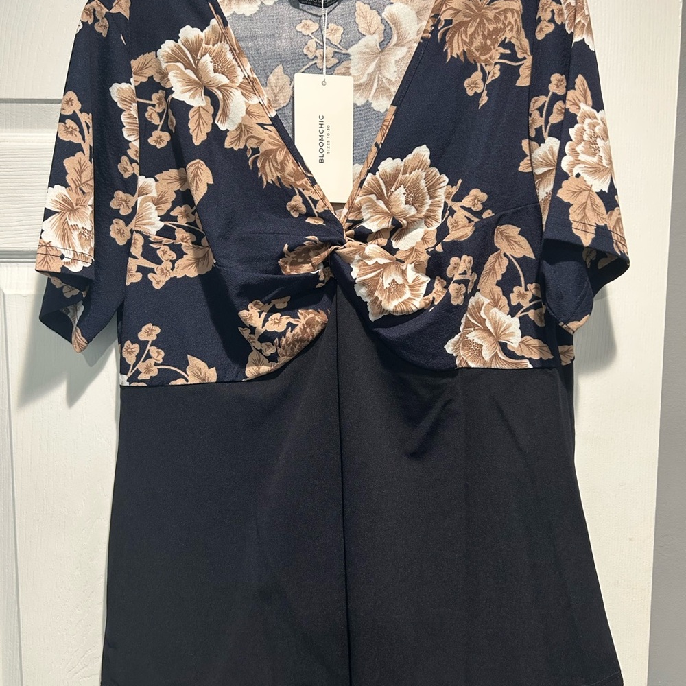 BloomChic Black and Blue Floral Blouse